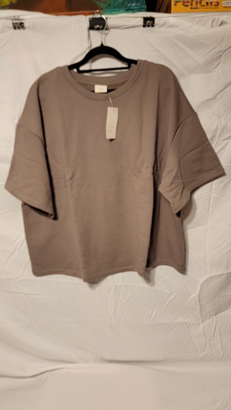 A New Day French Terry Tee Short Sleeve Gray Sz 4X